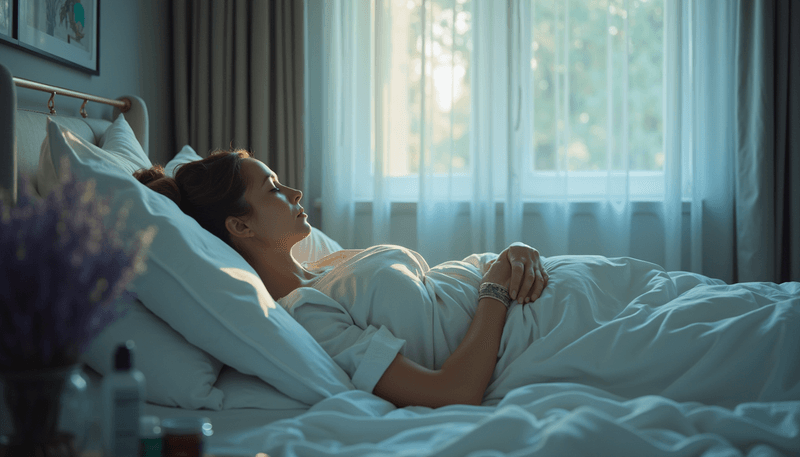 Woman enjoying peaceful sleep at night