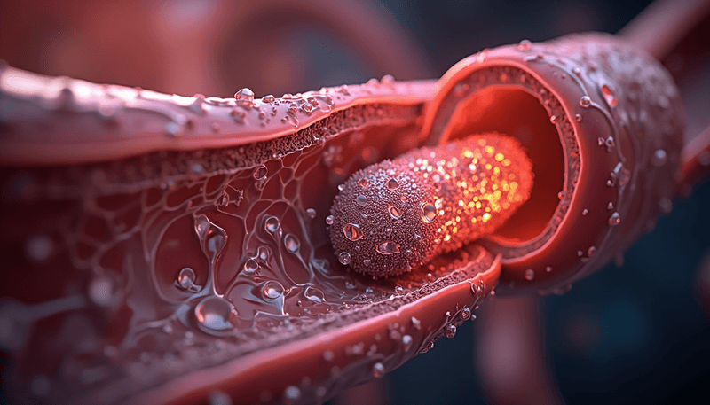 Illustration of HDL cholesterol function in blood vessels